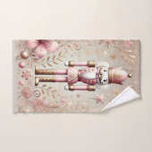 Whimsical Elegant Pink and Gold Pastel Nutcracker  バスタオルセット (ハンドタオル)