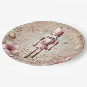 Whimsical Elegant Pink and Gold Pastel Nutcracker  ペーパープレート (アングル)