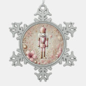 Whimsical Elegant Pink & Gold Pastel Nutcracker スノーフレークピューターオーナメント (正面)
