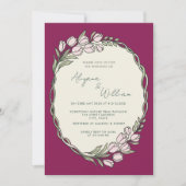 Whimsical Elegant Purple Floral Border Wedding  招待状 (正面)
