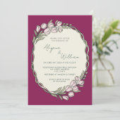 Whimsical Elegant Purple Floral Border Wedding  招待状 (スタンド正面)