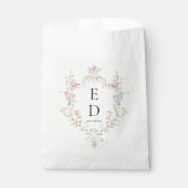 Whimsical Elegant Rococo Floral Crest Monogram フェイバーバッグ (正面)