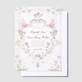 Whimsical Elegant Rococo Floral Crest Wedding ベラム紙招待状 (オフセット)