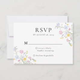Whimsical Elegant Rococo Floral Crest Wedding 出欠カード