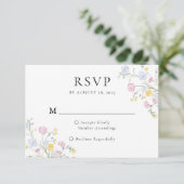 Whimsical Elegant Rococo Floral Crest Wedding 出欠カード (スタンド正面)