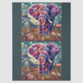 Whimsical Elephant at Night Stars Moon Decoupage 薄葉紙 (正面)