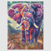 Whimsical Elephant at Night Stars Moon Decoupage 薄葉紙 (正面)