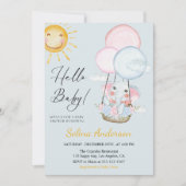 Whimsical Elephant Balloon Baby Shower Invitation 招待状 (正面)
