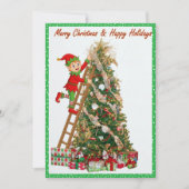 Whimsical Elf Climbing Ladder to Tree  シーズンカード (正面)