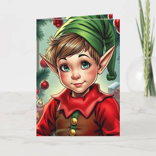 Whimsical Elf | Personalized Christmas カード (正面)