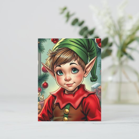 Whimsical Elf | Personalized Christmas ポストカード (スタンド正面)