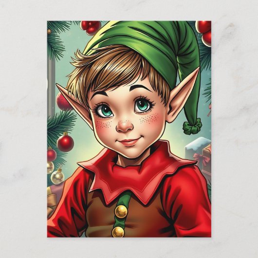 Whimsical Elf | Personalized Christmas ポストカード (正面)