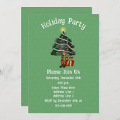 Whimsical Elf Tree Present Christmas Holiday  招待状 (正面/裏面)