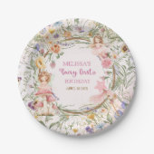 Whimsical Enchanted Garden Fairy First Birthday ペーパープレート (正面)