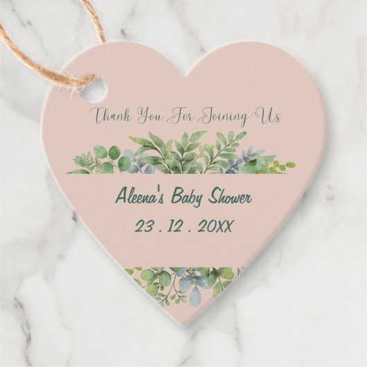 Whimsical Eucalyptus Baby Shower Personalized  フェイバータグ (正面)