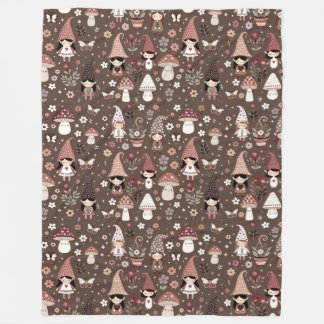Whimsical Fair Gnomes and Mushrooms Personalized フリースブランケット