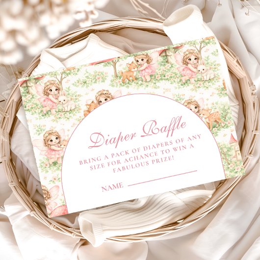 Whimsical Fairy Baby Shower Diapper Raffle エンクロージャーカード