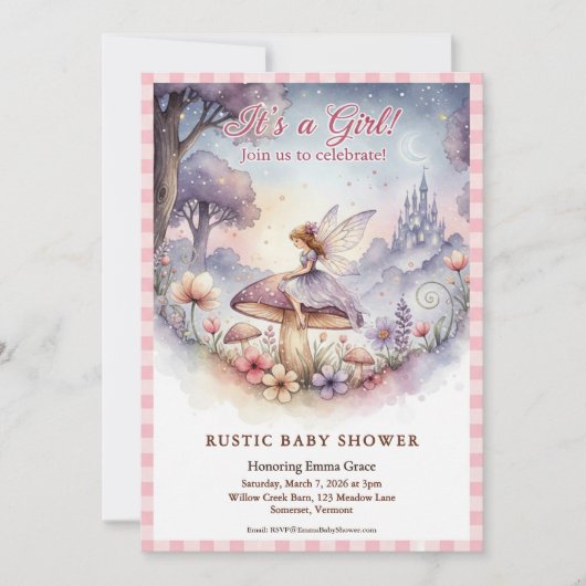 Whimsical Fairy Baby Shower Invitation 招待状 (正面)
