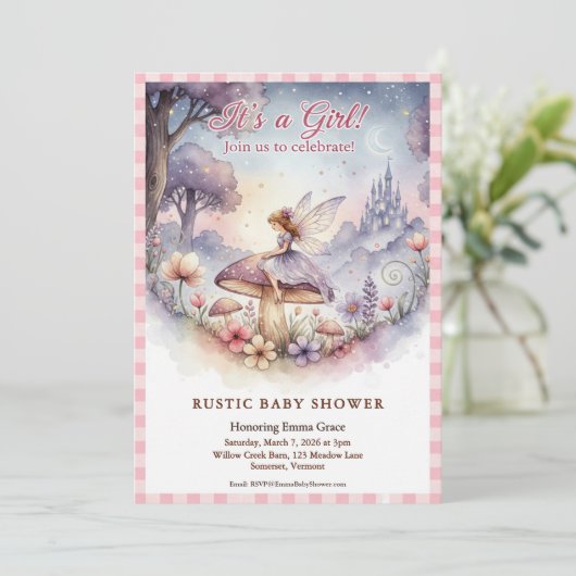 Whimsical Fairy Baby Shower Invitation 招待状 (スタンド正面)