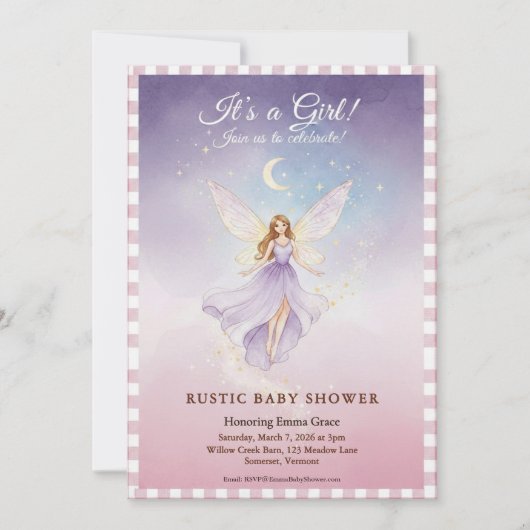Whimsical Fairy Baby Shower Invitation 招待状 (正面)