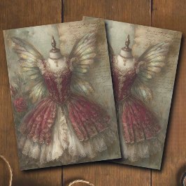 Whimsical Fairy Crimson Ballet Costume Decoupage  薄葉紙