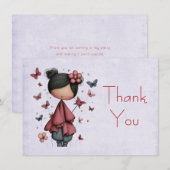 Whimsical Fairy Doll Retro Cute サンキューカード (正面/裏面)