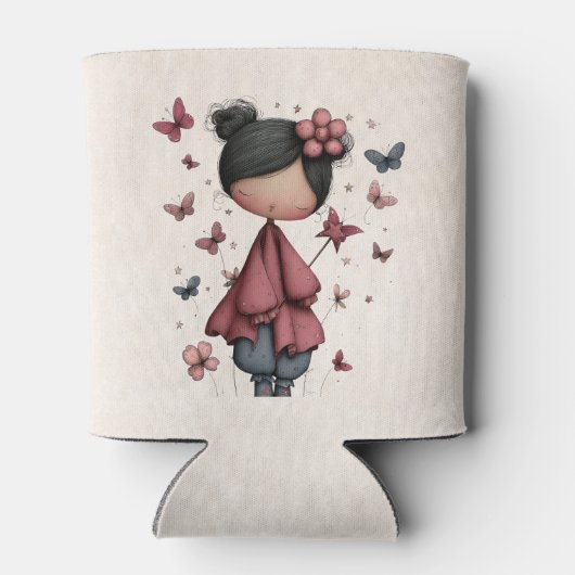 Whimsical Fairy Doll Retro Cute 缶クーラー (裏面)