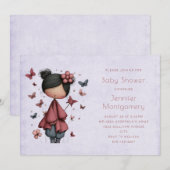 Whimsical Fairy Doll Retro Cute Baby Shower 招待状 (正面/裏面)