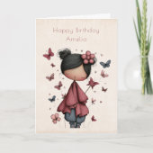Whimsical Fairy Doll Retro Cute Birthday カード (正面)