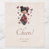 Whimsical Fairy Doll Retro Cute Cheers ワインラベル (シングルラベル)