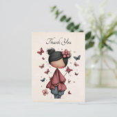 Whimsical Fairy Doll Retro Cute Thank You ポストカード (スタンド正面)