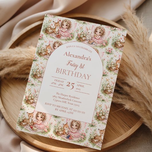 Whimsical Fairy First Birthday 招待状