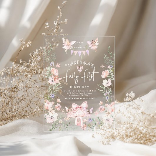 Whimsical Fairy First Birthday Enchanted forest アクリル招待状