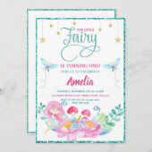 Whimsical Fairy First Magic Birthday 招待状 (正面/裏面)