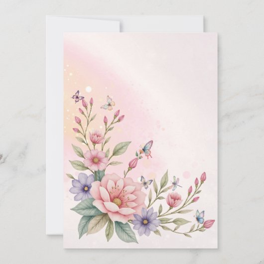 Whimsical Fairy flower 6th birthday Invitation 招待状 (裏面)