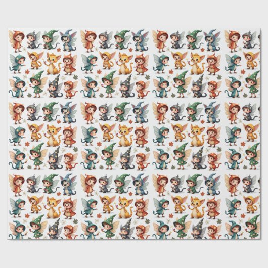 Whimsical Fairy & Forest Friends Wrapping Paper ラッピングペーパー (フラット)