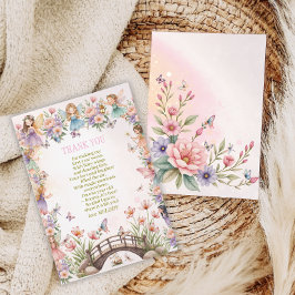 Whimsical fairy garden 1st birthday  サンキューカード