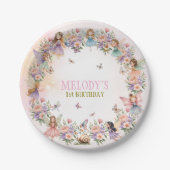 Whimsical fairy garden 1st birthday ペーパープレート (正面)