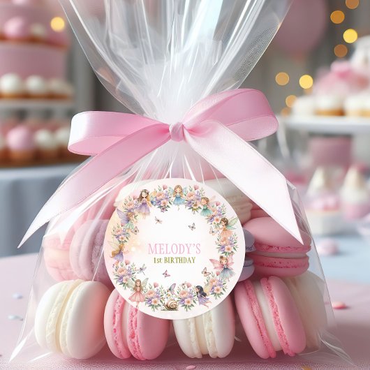 Whimsical fairy garden 1st birthday  ラウンドシール