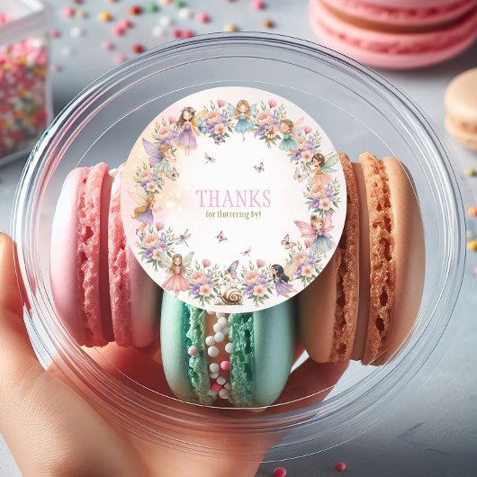 Whimsical fairy garden 1st birthday ラウンドシール