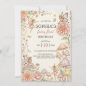 Whimsical Fairy Garden 1st Birthday 招待状 (正面)