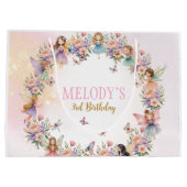 Whimsical fairy garden 3rd birthday  ラージペーパーバッグ (裏面)