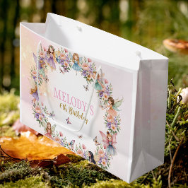 Whimsical fairy garden 6th birthday  ラージペーパーバッグ