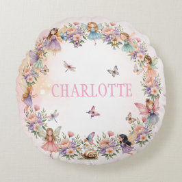 Whimsical fairy garden gift for girl ラウンドクッション