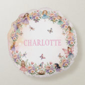 Whimsical fairy garden gift for girl ラウンドクッション (裏面)