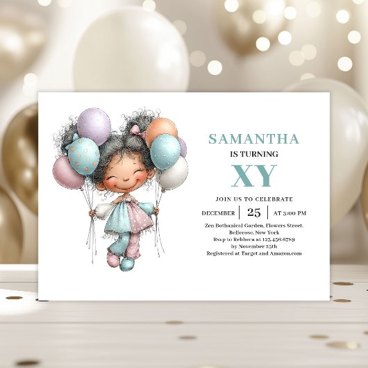 Whimsical Fairy Girl 2nd Birthday Pastel Cute  招待状