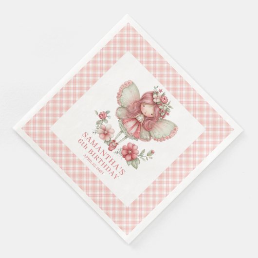 Whimsical Fairy Girl 6th Birthday Pink Flowers   (コーナー)