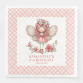 Whimsical Fairy Girl 6th Birthday Pink Flowers   (正面)