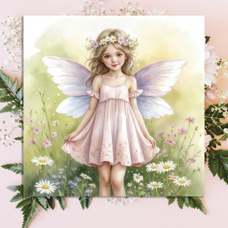 Whimsical Fairy Girl in Flower Garden Poster ポスター