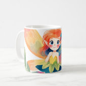 Whimsical Fairy in Blooming Flower Garden コーヒーマグカップ (正面左)